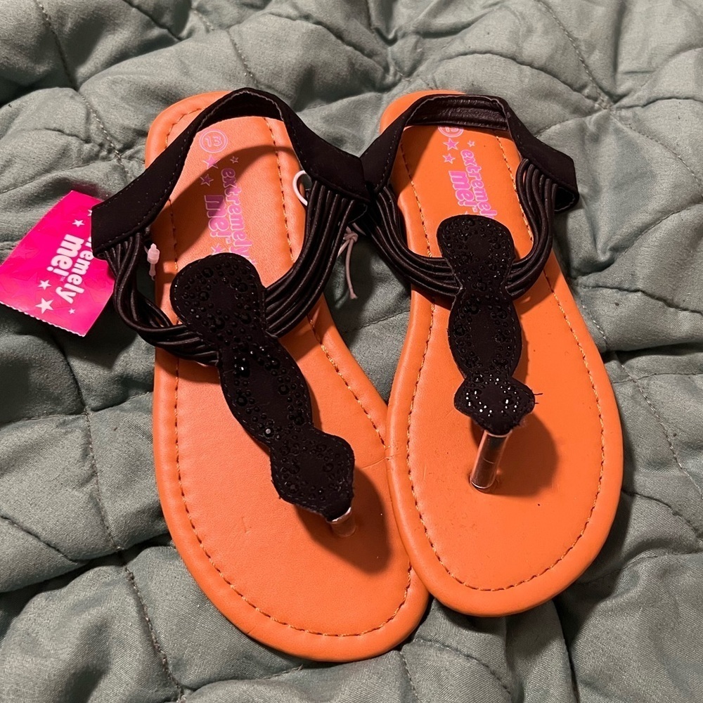 NWT | Extremely Me! | Embellished T Strap Sandals | Little Girls | 13